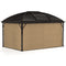 Outsunny 10' x 13' Hardtop Gazebo Aluminum Outdoor Canopy with Mesh Nettings, Curtains, Brown