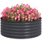 Outsunny Galvanized Raised Flower Bed, 4 x 4 x 1.5 ft Outdoor Metal Raised Bed with Safety Edging and Gloves, Dark Grey