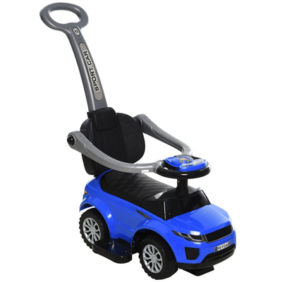 Aosom 3 In 1 Kid Ride on Push Car Stroller Sliding Walking Car with Horn Music Light for 1-3 Years Old Blue 