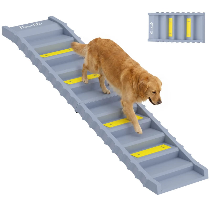 Foldable Dog Car Ramp with Anti-Slip Steps for Cars, SUVs & High Beds – 55 lb Capacity