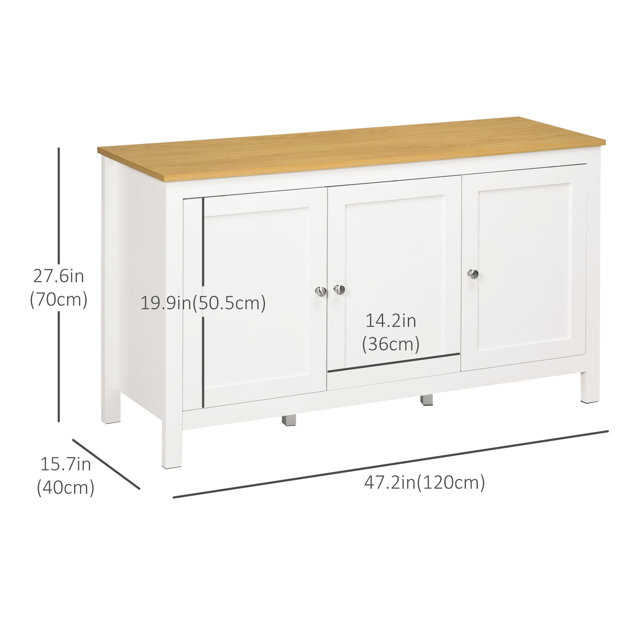 HOMCOM Stylish Storage Centerpiece: Buffet Cabinet with Doors, Adjustable Shelves for Living Room, Entryway, White Natural Finish 