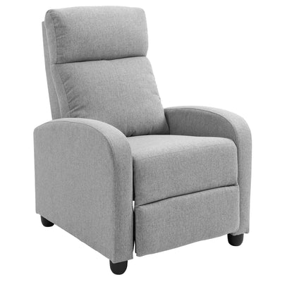 HOMCOM Fabric Recliner Theater Chair: Linen-Touch Single Sofa, Armchair for Living Room, Light Grey 