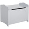 Qaba Large Wooden Toy Storage Box Organizer with Magnetic Hinge for Kids Playroom Chest with Groove Handle Grey