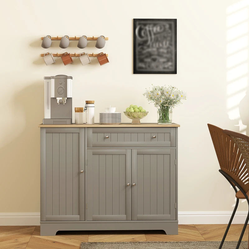 Modern Sideboard Cabinet, 41" Kitchen Buffet Cabinet with Drawer, Adjustable Shelf, 3 Doors for Dining Room, Grey