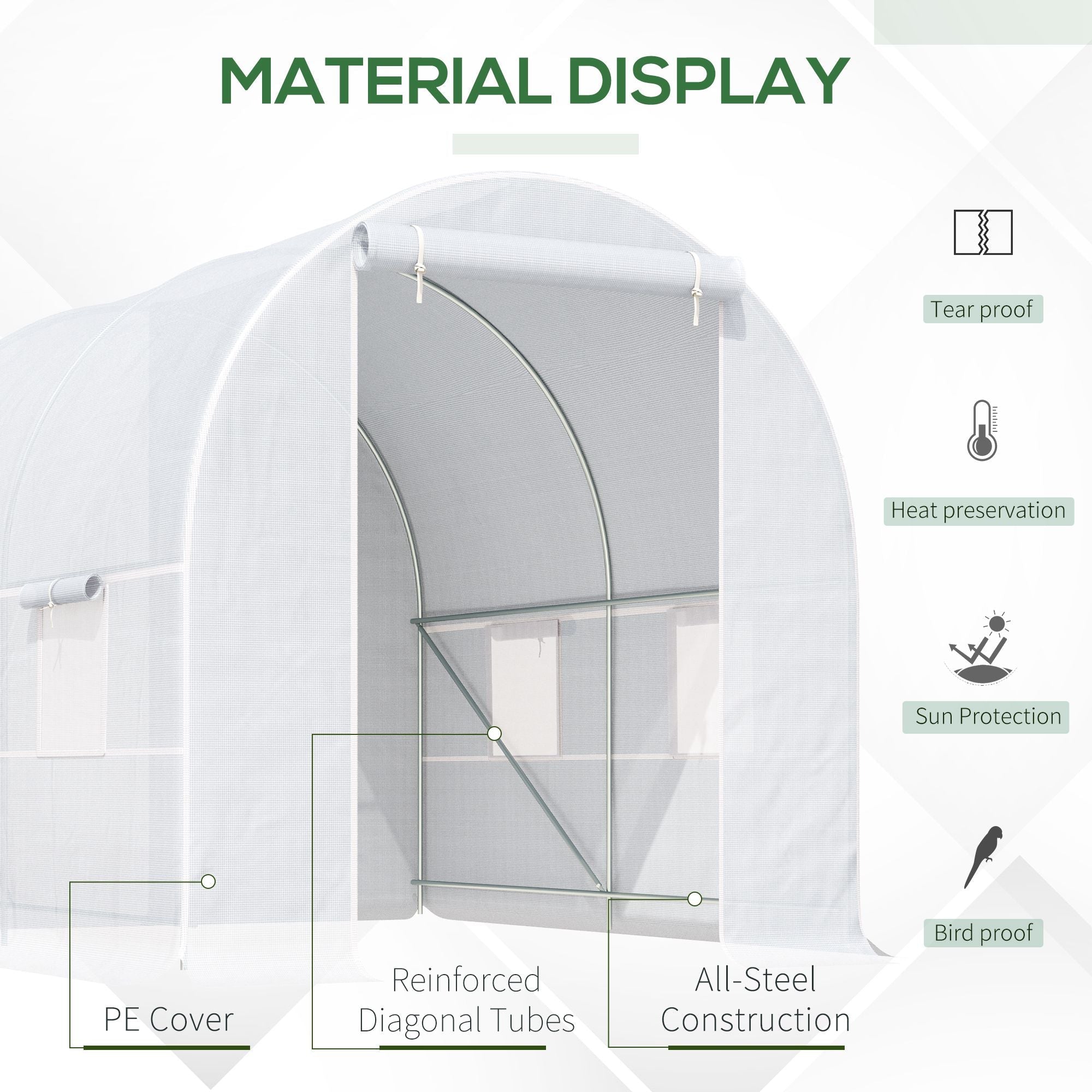 Outsunny Portable Walk-in Grow Tent: 8.2x6.6x6.6ft with Door and Ventilation Window for Garden Plant Growing, White 