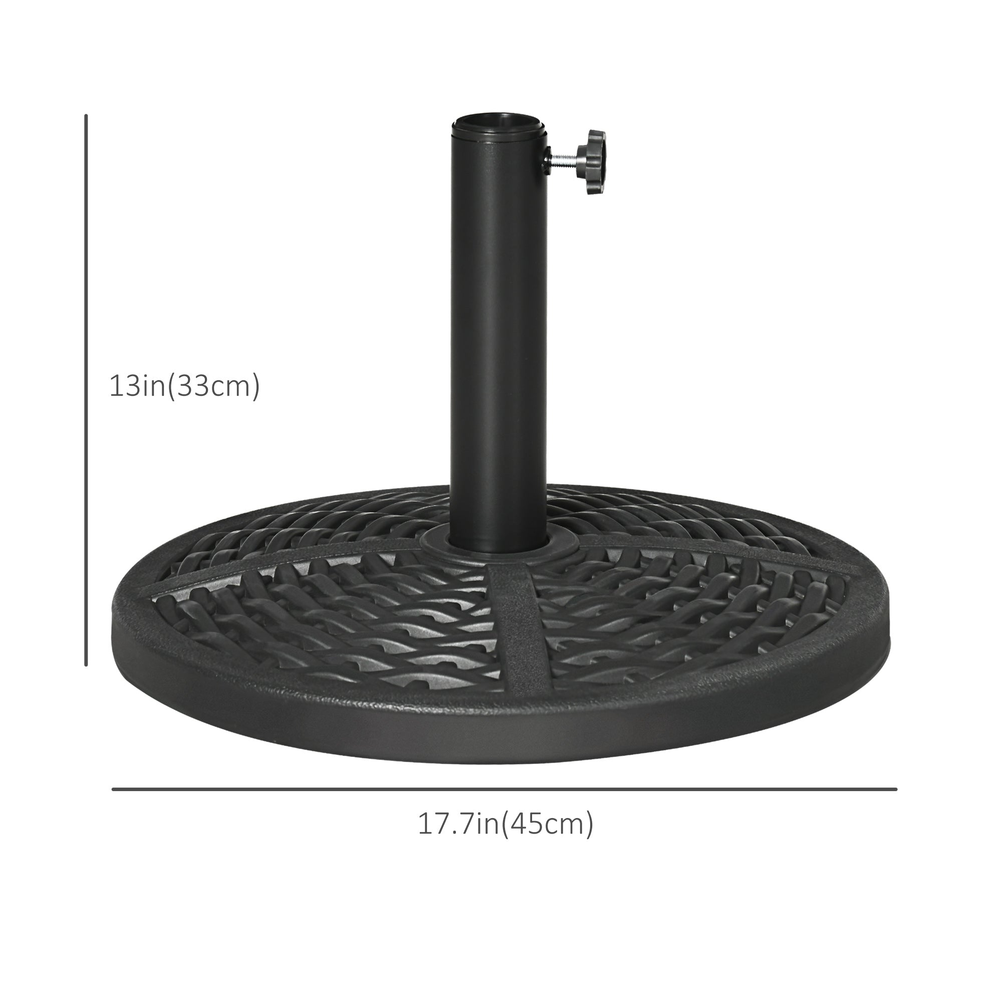 Outsunny 21lb Heavy Duty Patio Umbrella Base: 18" Round Resin Rattan Design Stand Black 