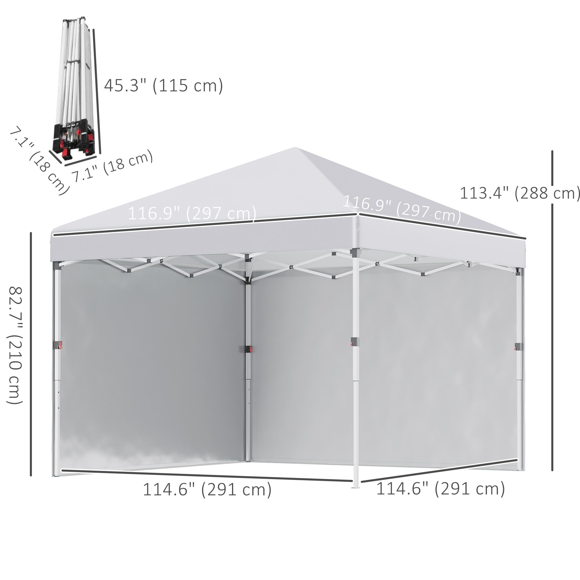 Outsunny Pop Up Canopy 10'x10' with Sidewalls & Roller Bag, Height Adjustable, White - Instant Shade for Outdoor, Garden, Patio 
