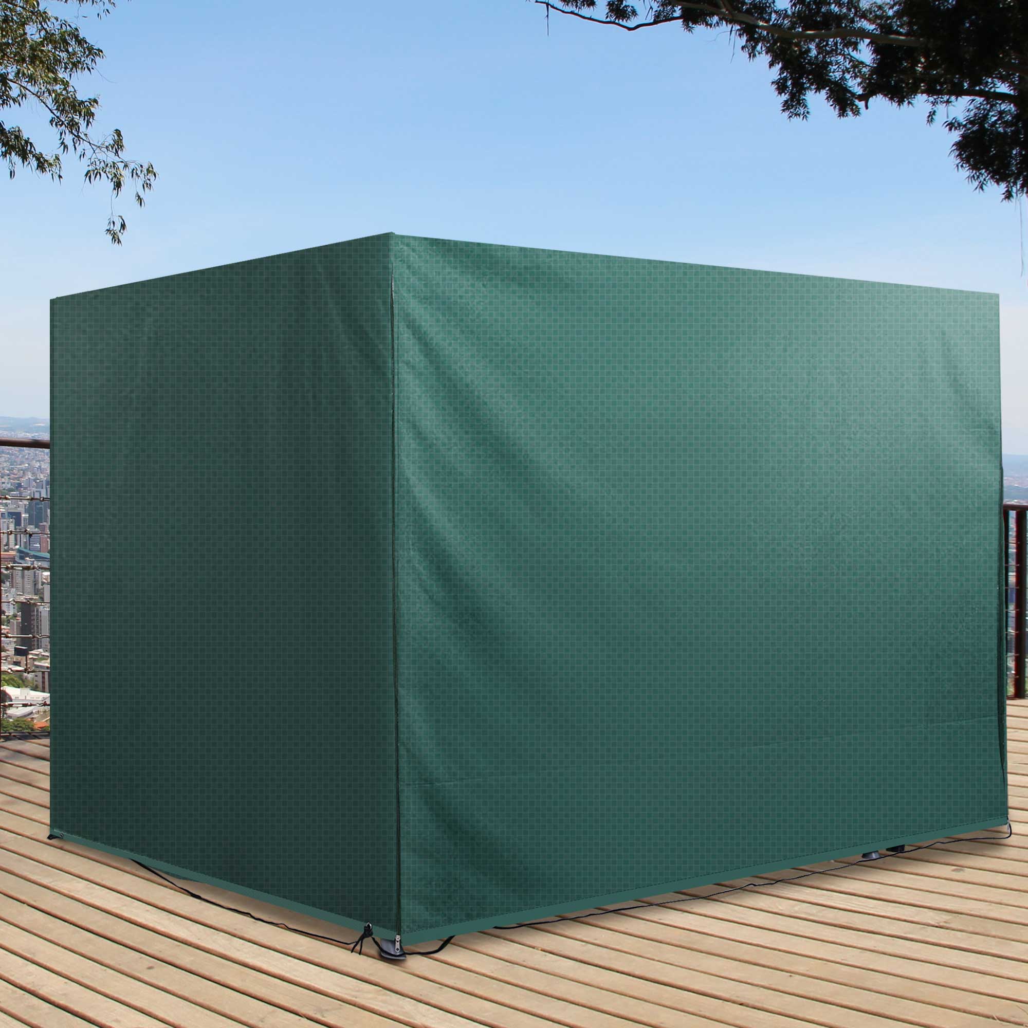 Outsunny 7x5x5ft H Large Patio Swing Chair Cover Outdoor Garden Furniture Protector, All-weather Rain and UV Blocks, Dark Green 