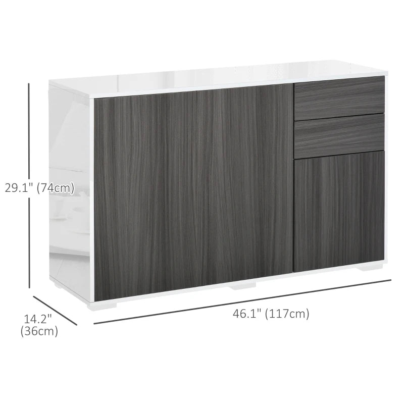 Kitchen Sideboard Storage Cabinet, Modern Coffee Bar with Push-Open Design and 2 Drawers for Living Room, Light Grey