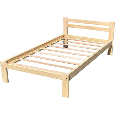 Twin size Unfinished Solid Pine Wood Platform Bed Frame with Slatted Headboard - Free Shipping 