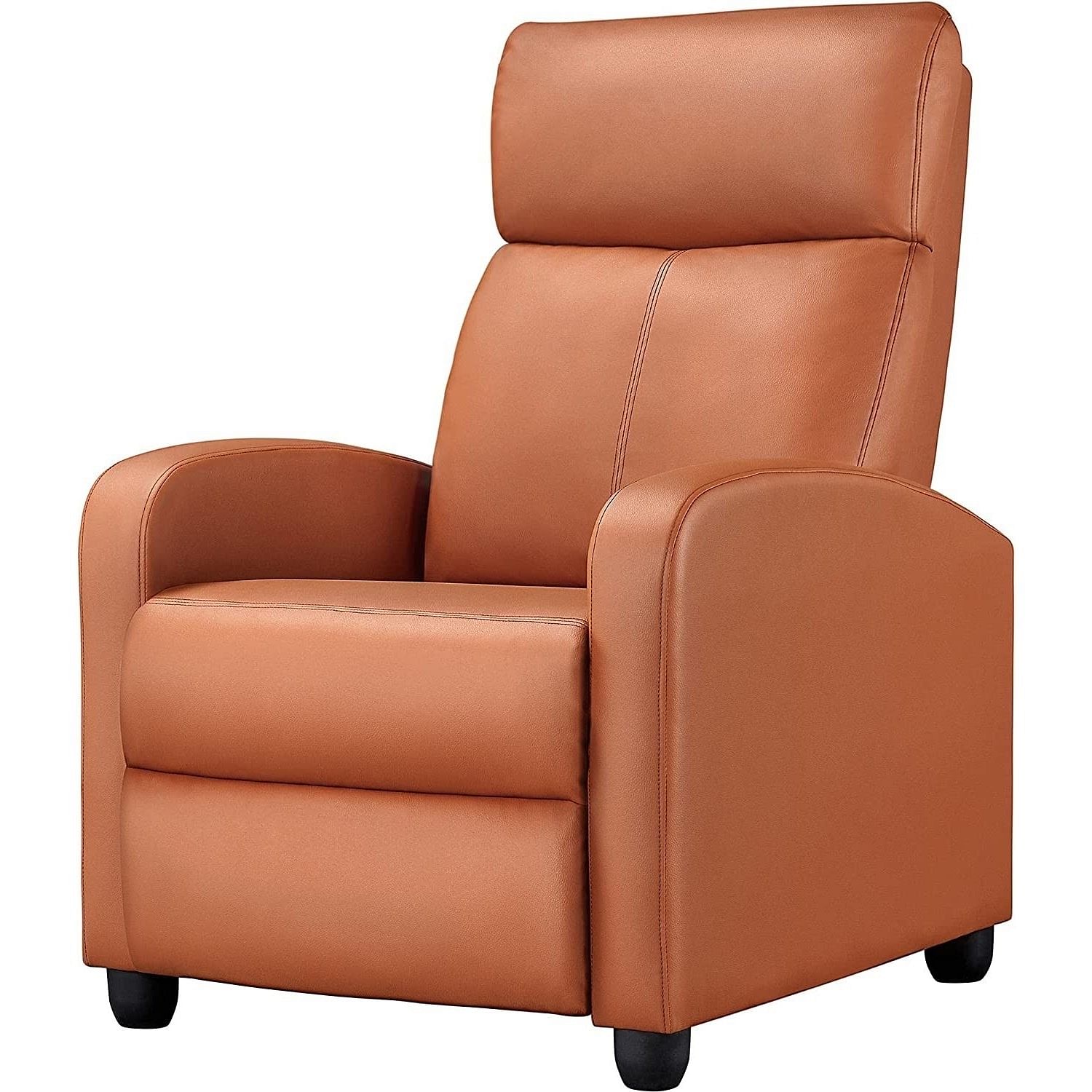 Brown High-Density Faux Leather Push Back Recliner Chair - Free Shipping 