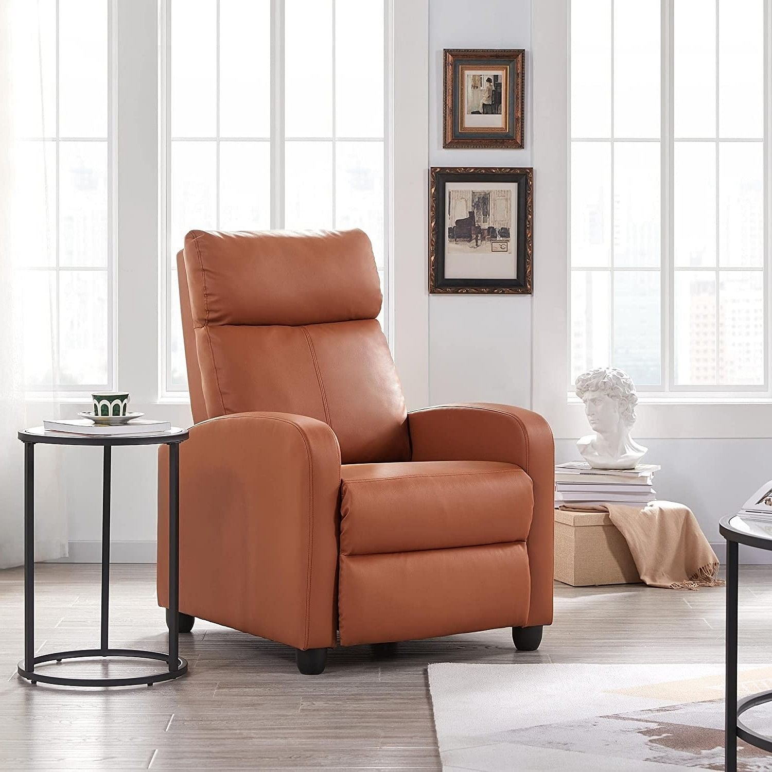 Brown High-Density Faux Leather Push Back Recliner Chair - Free Shipping