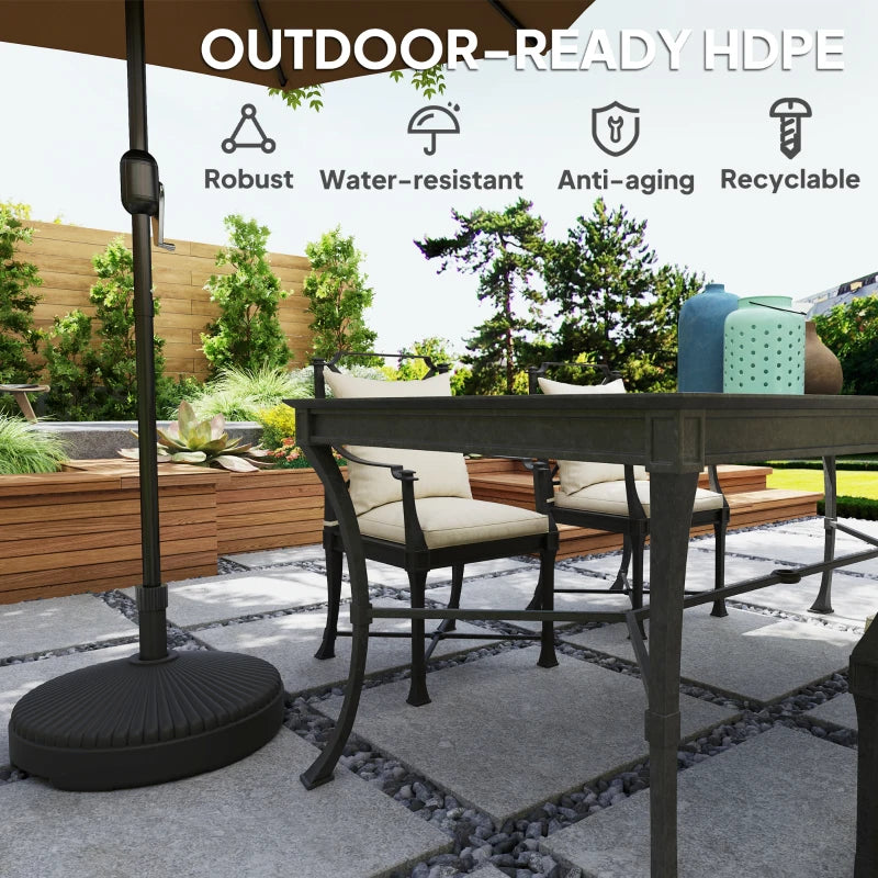Round Plastic Patio Umbrella Base Parasol Holder Outdoor Umbrella Stand, Filled Up to 62lbs with Sand or 51lbs with Water for Garden, Poolside, Black