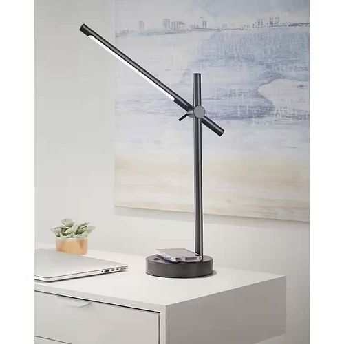 Modern LED Desk Light Table Lamp with Wireless Cell Charging Pad in Black - Free Shipping