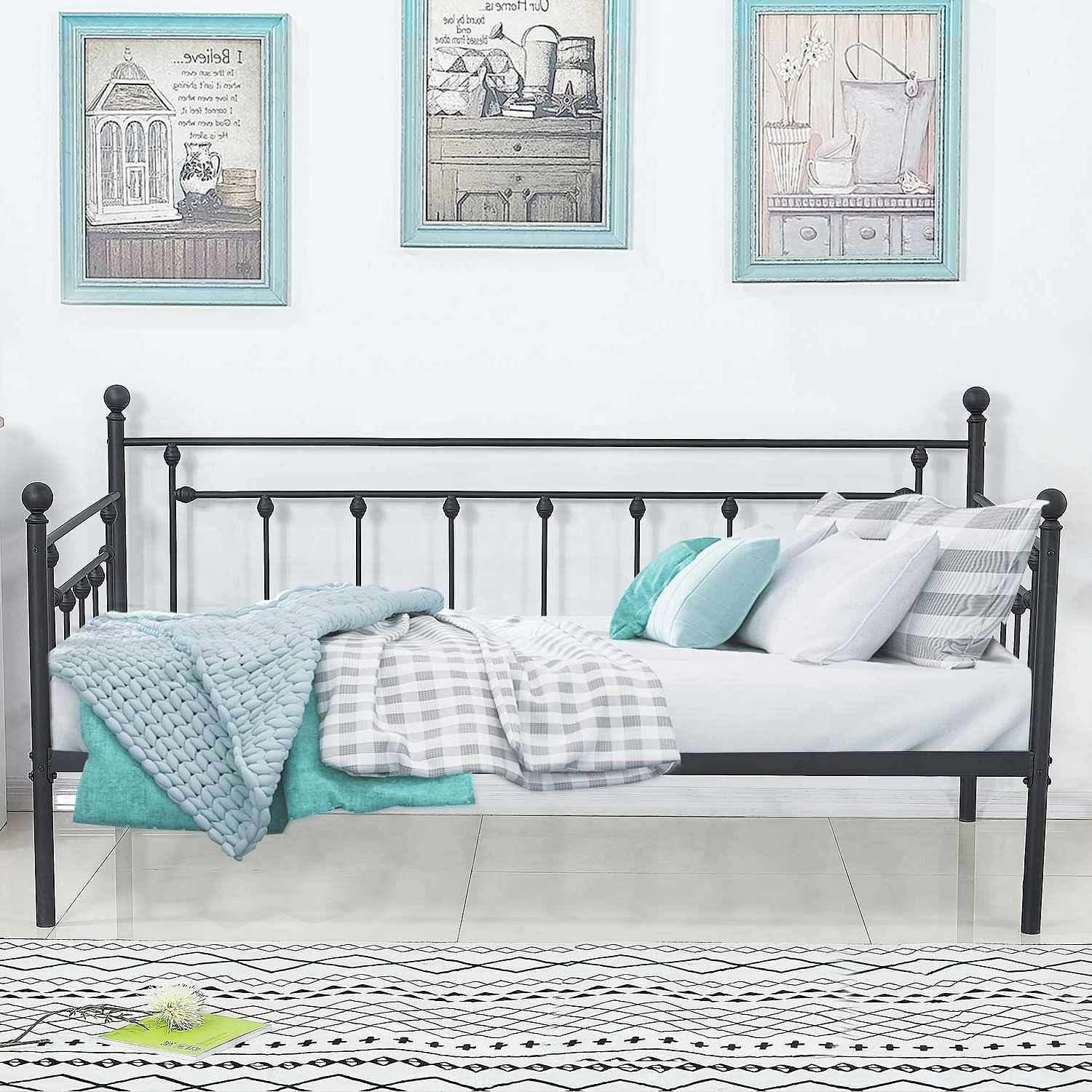 Twin size Classic Black Metal Daybed Frame - Free Shipping