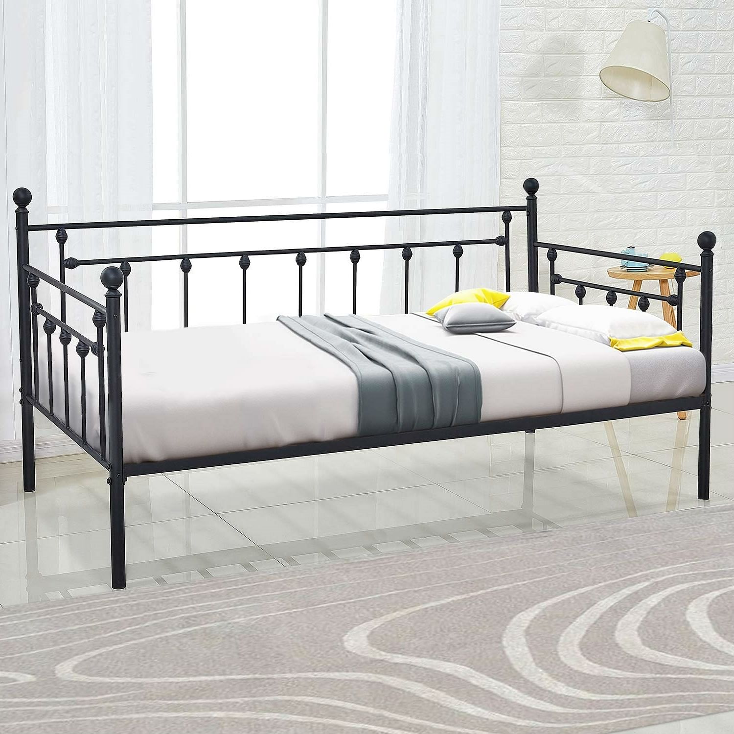 Twin size Classic Black Metal Daybed Frame - Free Shipping