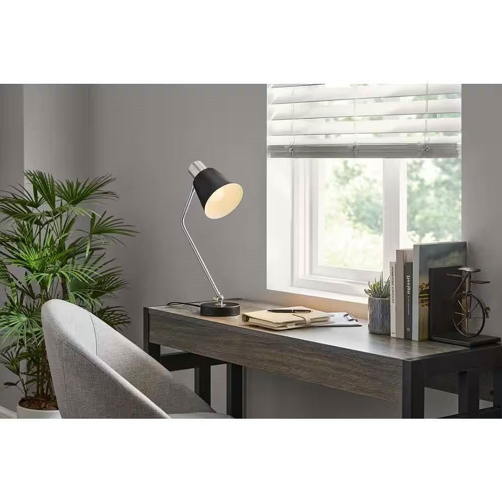 Simple Modern Metal Desk Light Table Lamp with Black Shade and Adjustable Tilt - Free Shipping