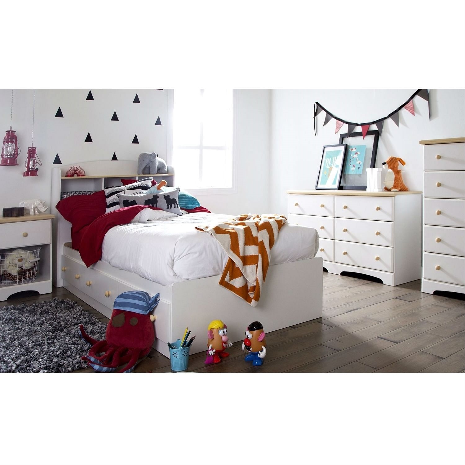 Twin size White Wood Platform Bed Daybed with Storage Drawers - Free Shipping