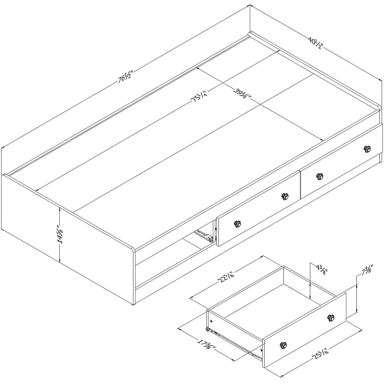 Twin size White Wood Platform Bed Daybed with Storage Drawers - Free Shipping