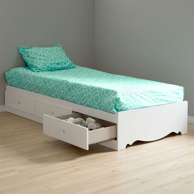Twin size White Wood Platform Day Bed with Storage Drawers - Free Shipping 