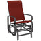 Patio Glider with Breathable Mesh Fabric, Outdoor Glider Chair, Garden Rocking Gliding Seat for Patio, Yard, Porch, Wine Red