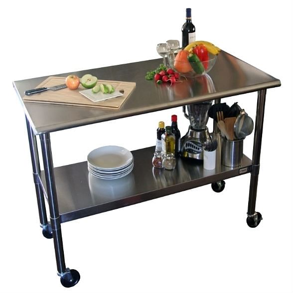 Stainless Steel 2-ft Kitchen Island Cart Prep Table with Casters - Free Shipping