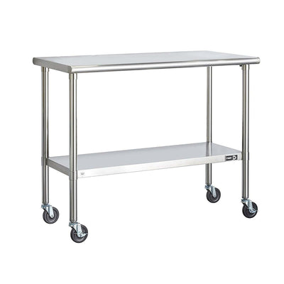 Stainless Steel 2-ft Kitchen Island Cart Prep Table with Casters - Free Shipping 