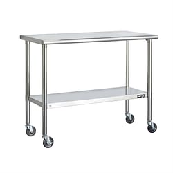 Stainless Steel 2-ft Kitchen Island Cart Prep Table with Casters - Free Shipping