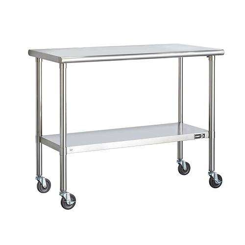 Stainless Steel 2-ft Kitchen Island Cart Prep Table with Casters - Free Shipping