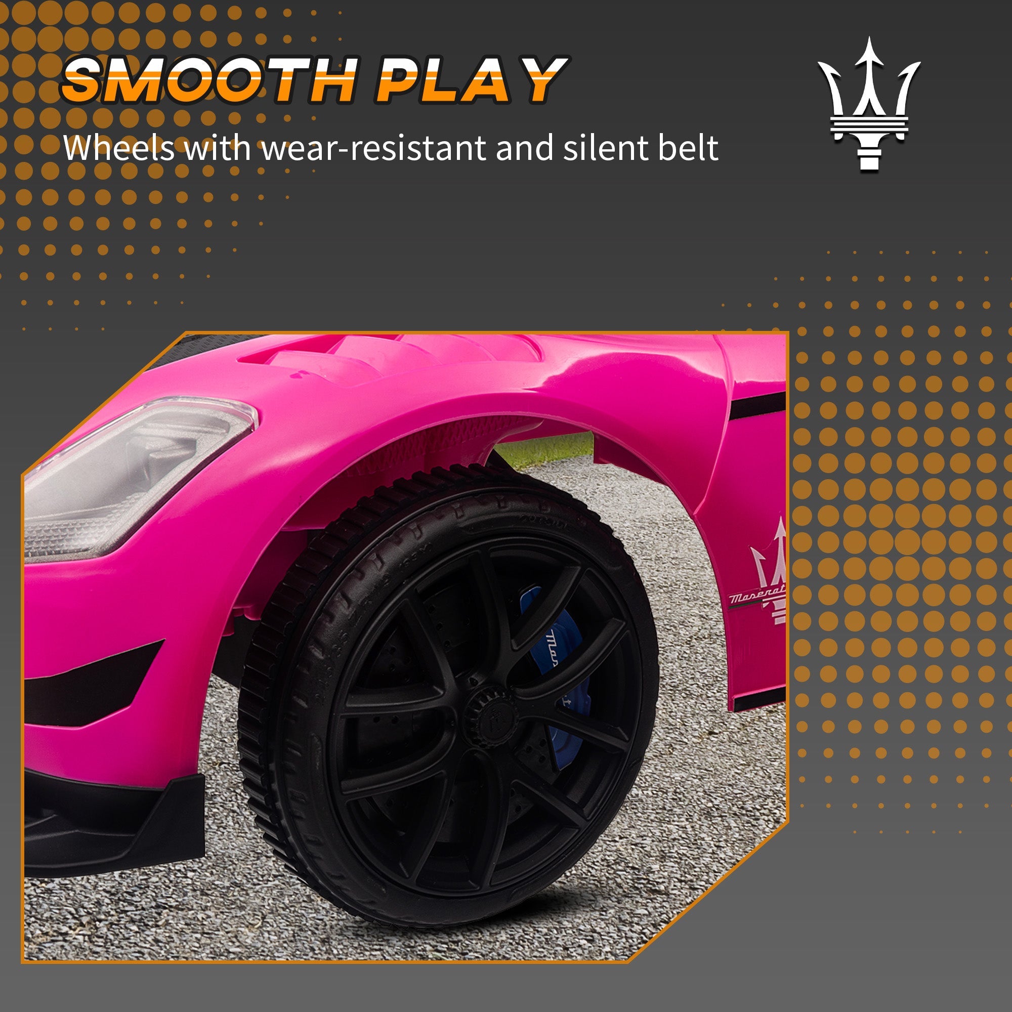 Qaba Licensed Maserati GT2 Baby Sliding Car with Storage, Music, Horn, Foot to Floor Toddler Car for 18-60 Months, Pink 