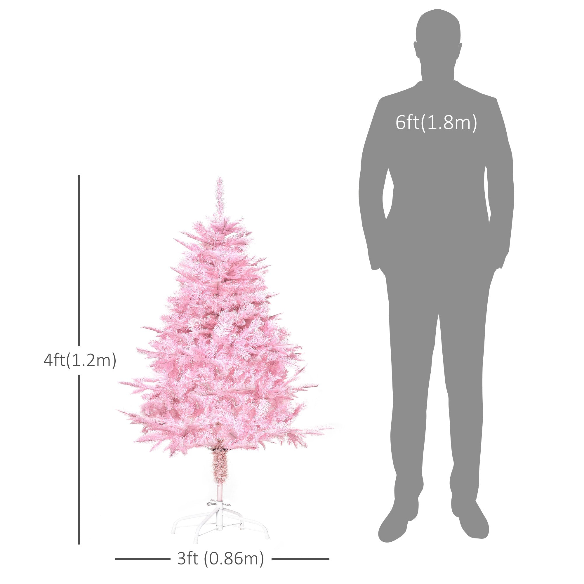 HOMCOM 4FT Artificial Christmas Tree Holiday Xmas Holiday Tree Decoration with Automatic Open for Home Party, Pink 