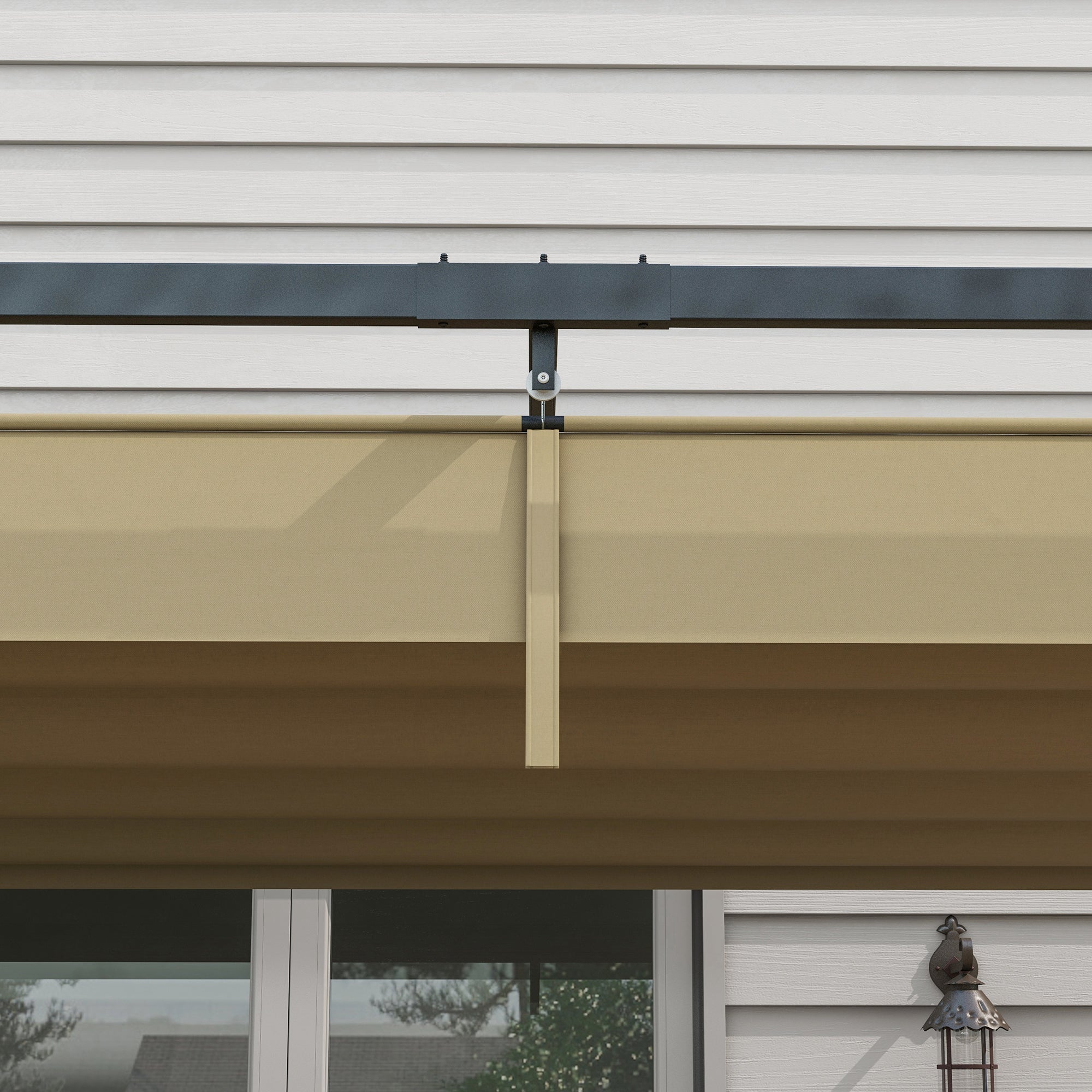 Outsunny 13' x 10' Patio Pergola with Retractable Canopy, Outdoor Sun Shelter, Yard Shade, Khaki 
