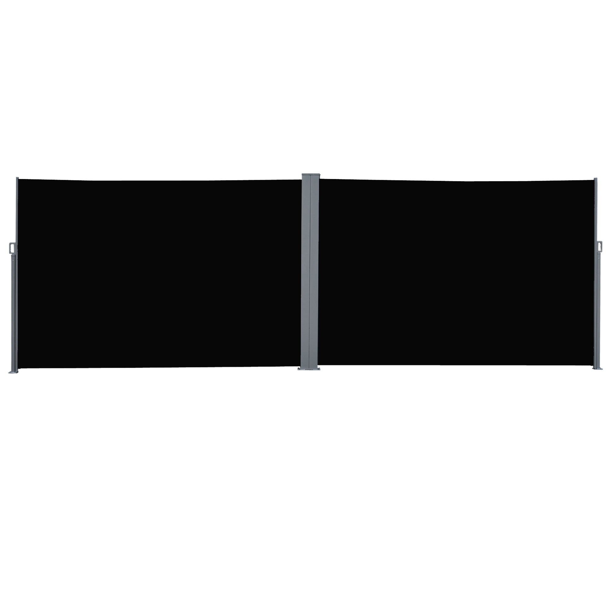 Outsunny Double Side Retractable Patio Privacy Screen Awning Outdoor Divider Sun Shade Wind Resistant Black 