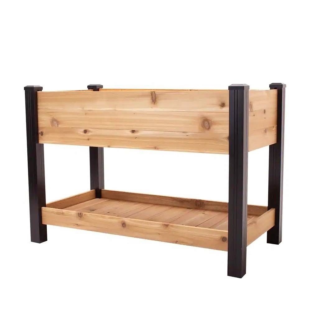 2-Ft x 4-Ft Cedar Wood Raised Garden Bed Planter Bed with Black Vinyl Legs - Free Shipping 