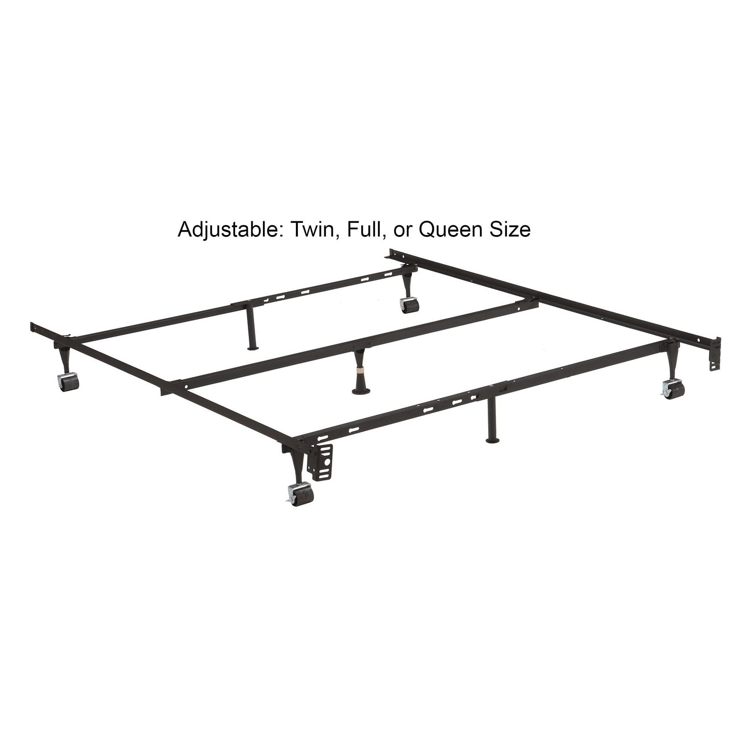 Twin, Full, Queen Sturdy Black Metal Adjustable Bed Frame w/Headboard Brackets - Free Shipping