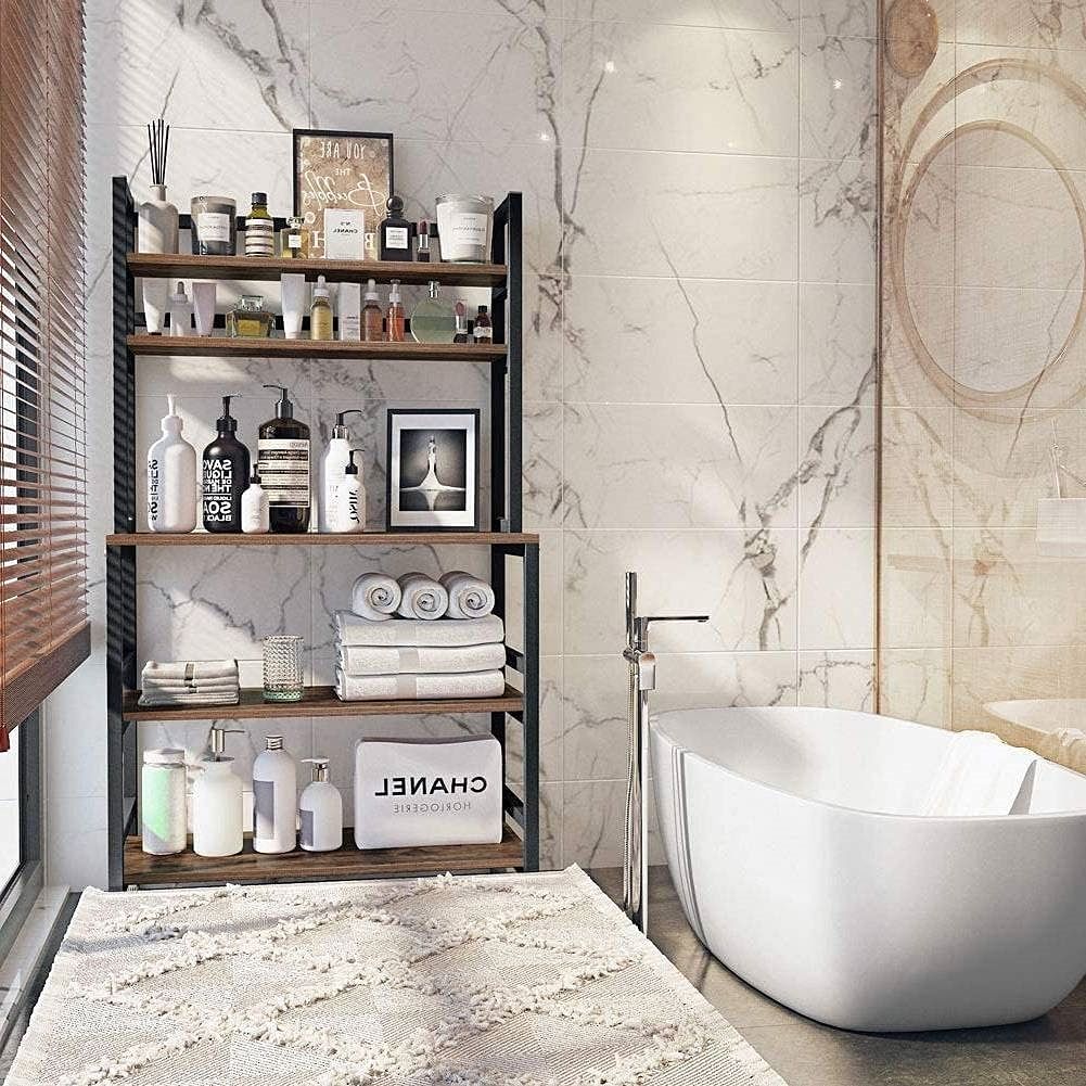 Industrial Modern Kitchen Bakers Rack Brown Woodgrain Sturdy Metal Frame - Free Shipping 