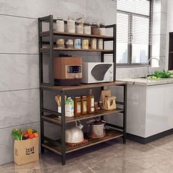 Industrial Modern Kitchen Bakers Rack Brown Woodgrain Sturdy Metal Frame - Free Shipping 