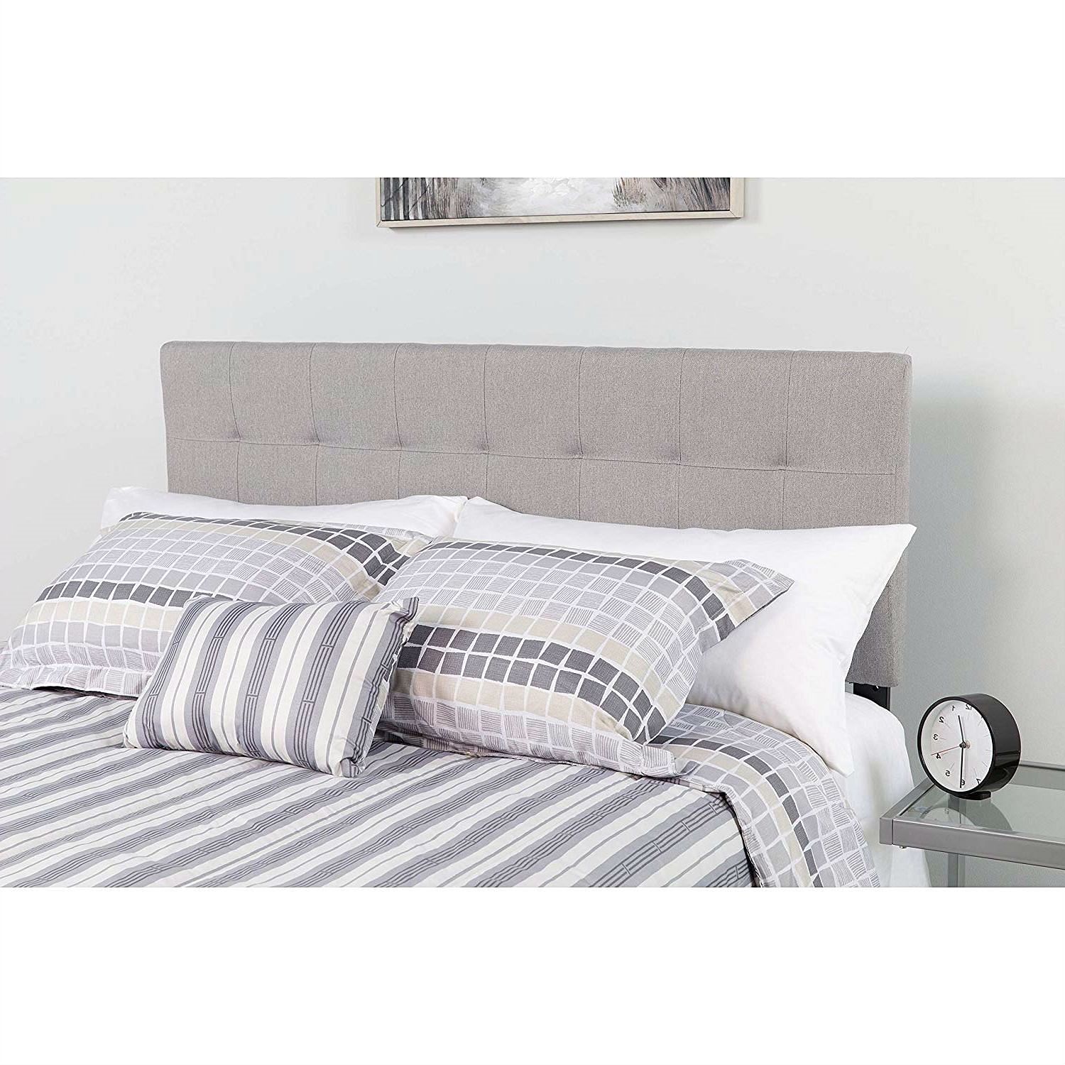 Twin size Modern Light Grey Fabric Upholstered Panel Headboard - Free Shipping