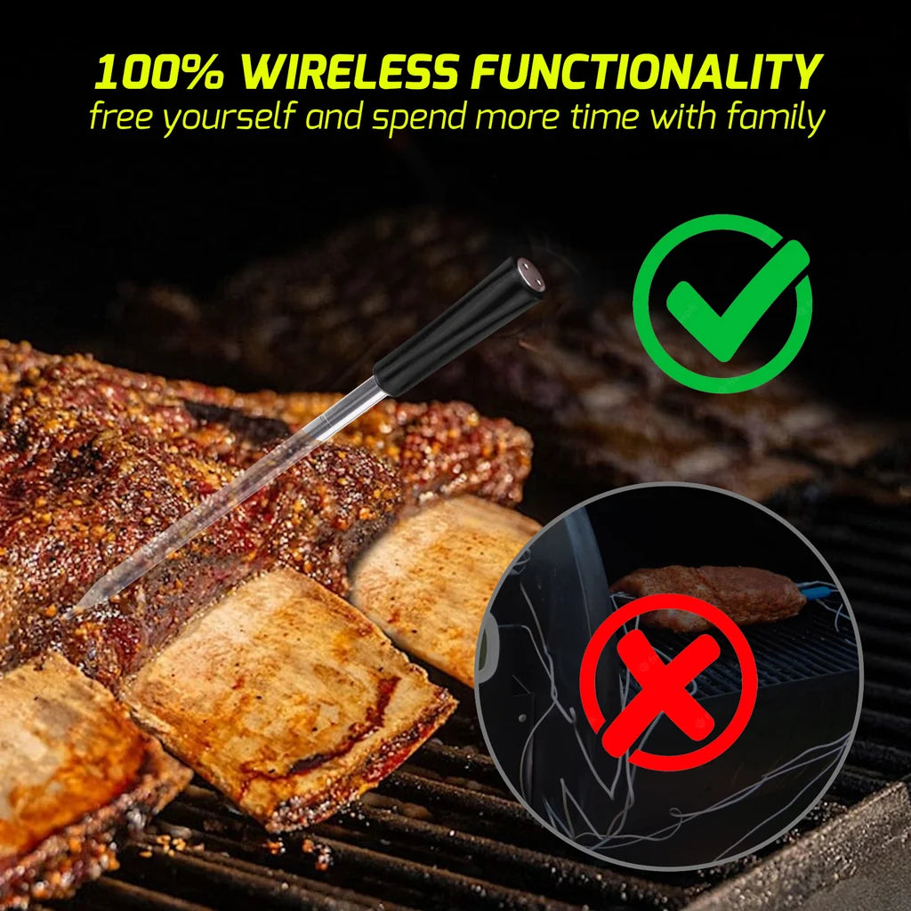 Wireless Bluetooth Meat Thermometer with App, 165 ft Remote Range for BBQ, Grill, Smoker & Oven
