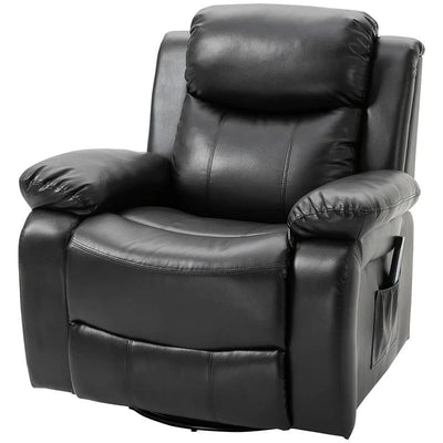 Adjustable Black Faux Leather Remote Massage Recliner Chair w/ Footrest - Free Shipping 
