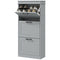 HOMCOM Shoe Storage Cabinet with 3 Flip Drawers and Adjustable Shelves, Narrow Shoe Cabinet for 15 Pairs of Shoes, Grey