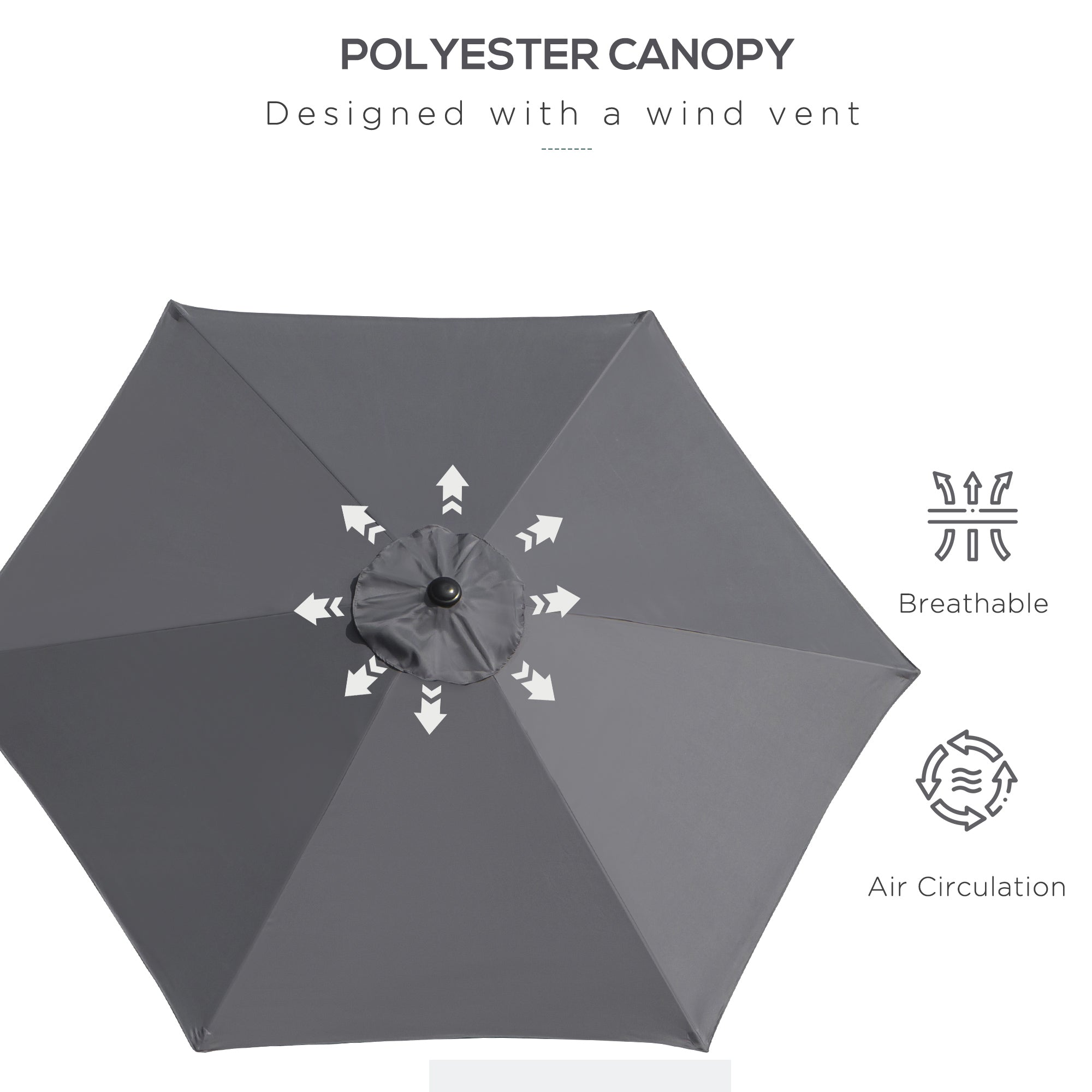 Outsunny 9' Round Patio Umbrella Aluminum Outdoor Market Umbrella with Crank Tilt Sunshade UV Protection Grey 