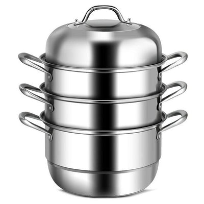 3 Tier Large Stainless Steel Steamer Cookware Set - Free Shipping 