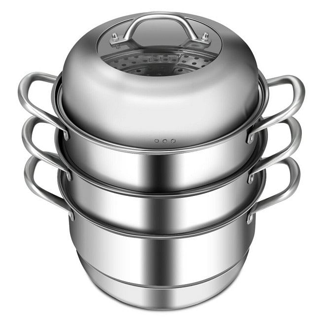 3 Tier Large Stainless Steel Steamer Cookware Set - Free Shipping 