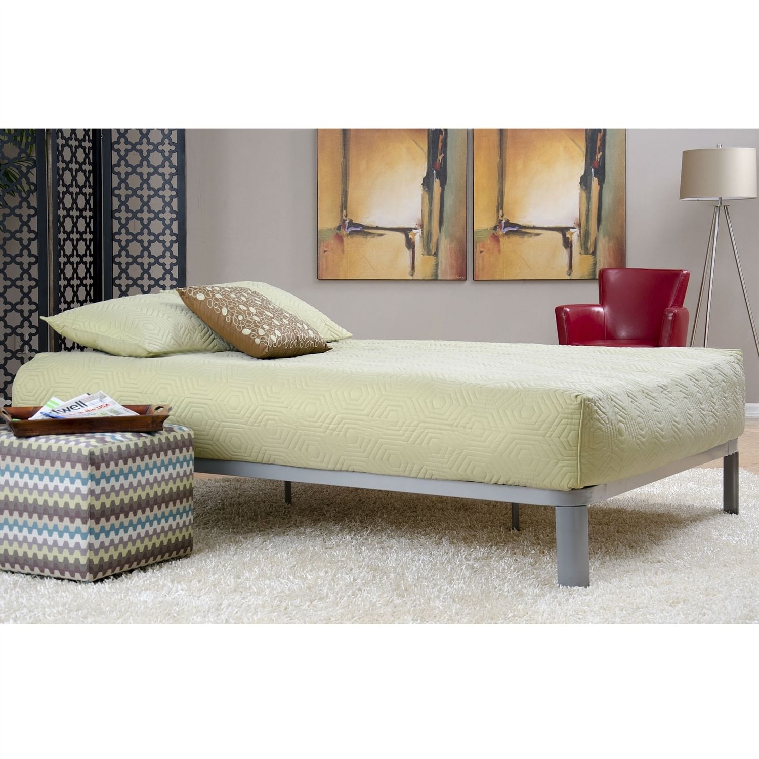 Twin size Luna Metal Platform Bed Frame with Wood Slats - Free Shipping