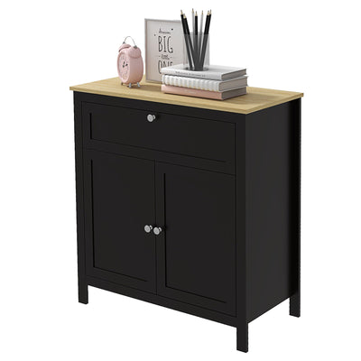 HOMCOM Buffet Server Cabinet Buffet Table Drawer Double Door Cupboard Adjustable Shelf Living Room Entryway Black 