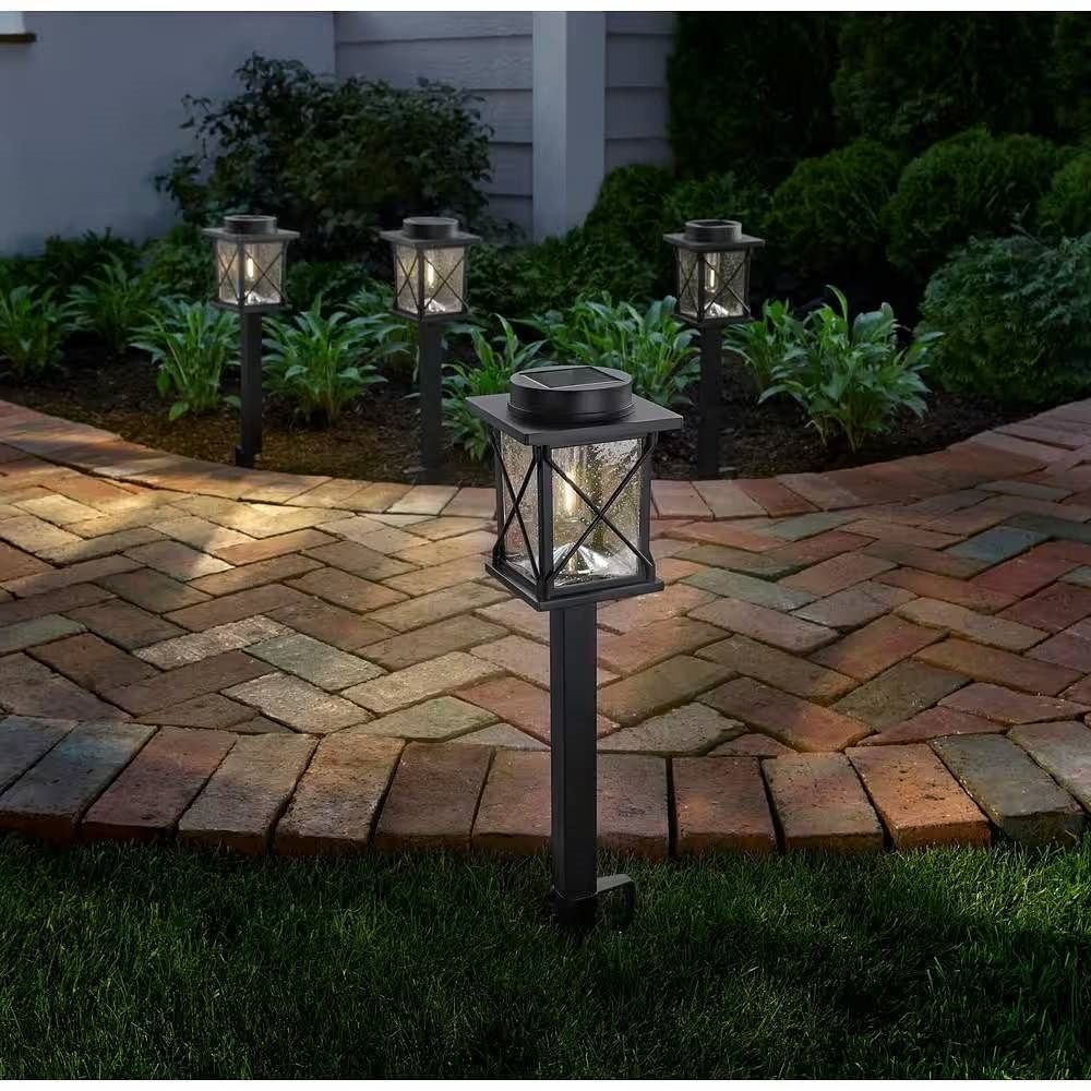 4-Pack - Black Solar LED Light Set - Outdoor Path Yard Lighting - Free Shipping