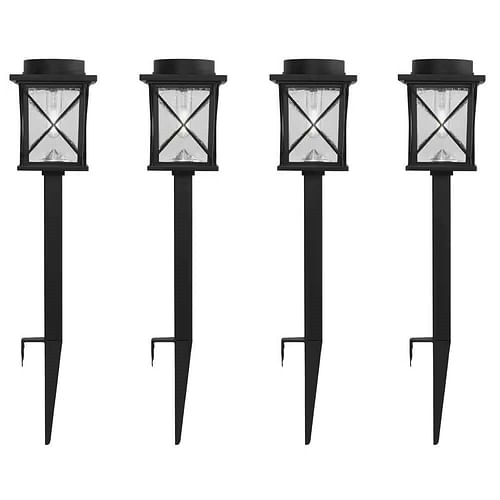 4-Pack - Black Solar LED Light Set - Outdoor Path Yard Lighting - Free Shipping