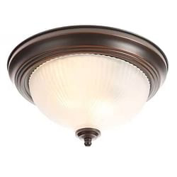Round 11-inch Bronze Finish Ceiling Light with Frosted Glass Shade - Flush Mount - Free Shipping 
