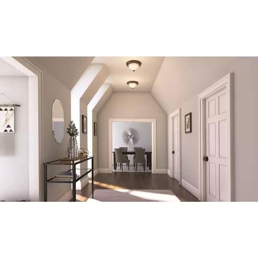 Round 11-inch Bronze Finish Ceiling Light with Frosted Glass Shade - Flush Mount - Free Shipping 